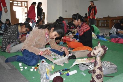 Commerce department of the college organized Stone Painting and Bottle Painting 